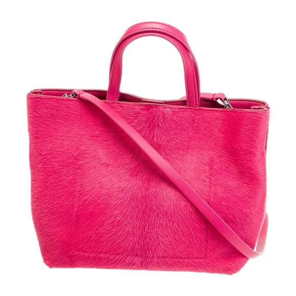 Theory Women's Micro Ponyhair Crossbody Tote Bag magenta NWT 355